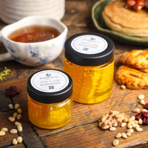 Соты в меду Вековая пасека (В стеклянной банке)