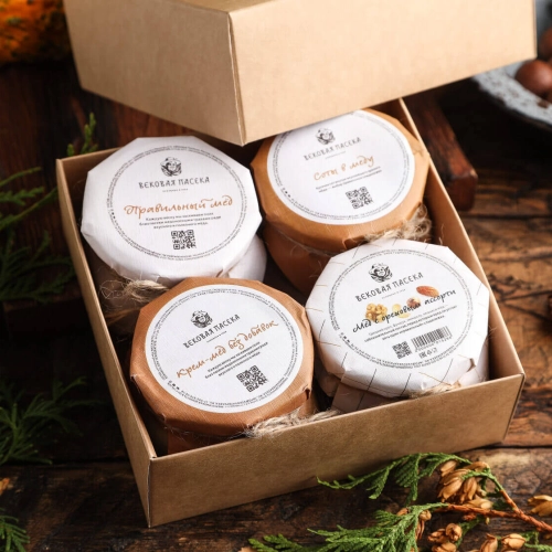 Подарочный набор «Медовые истории» Вековая пасека (В крафтовой коробке)