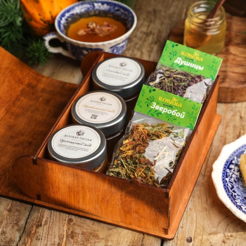 Подарочный набор «На вкус и цвет» Вековая пасека (В деревянном ящике)