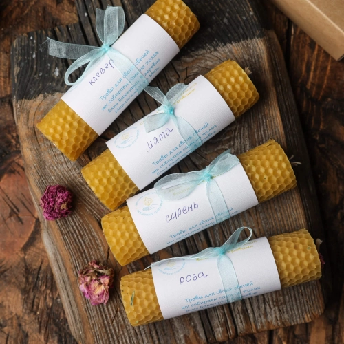 Свечи из натуральной вощины с травами Вековая пасека